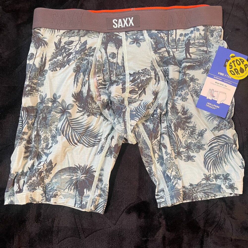 SAXX Vibe Xtra Boxer Brief Tropical Print BallPark Pouch Size S NIB